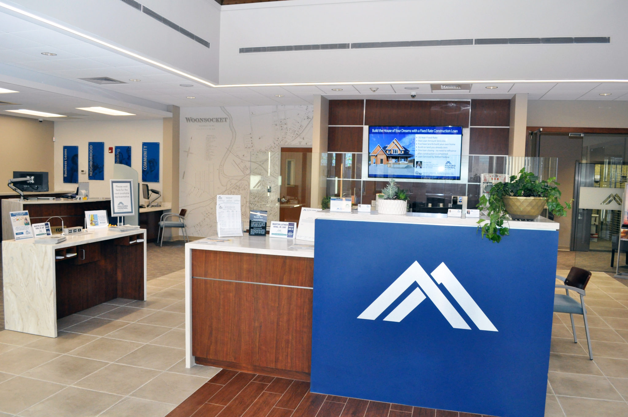 Milford Federal Savings Bank Welcome Desk Check Desk Teller Pod